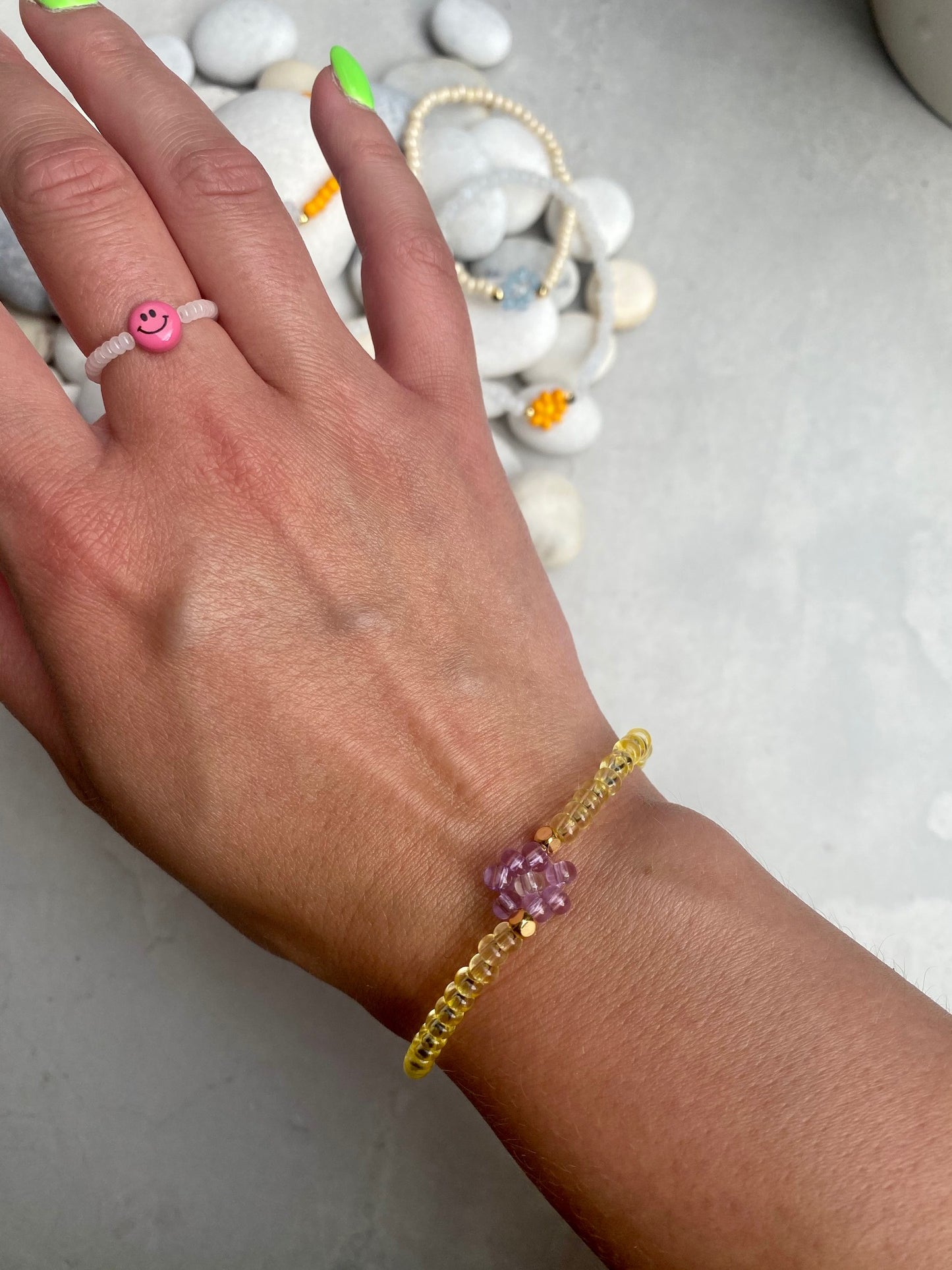 Nina + flower + gold armband