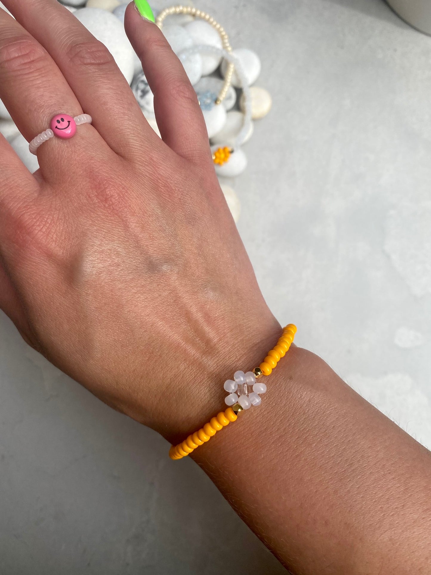 Nina + flower + gold armband